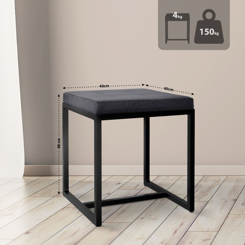 Pouf Barci B en velours noir