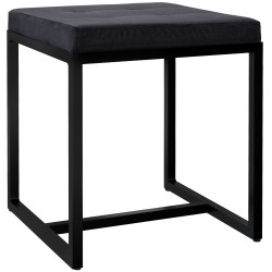 Pouf Barci B en velours noir