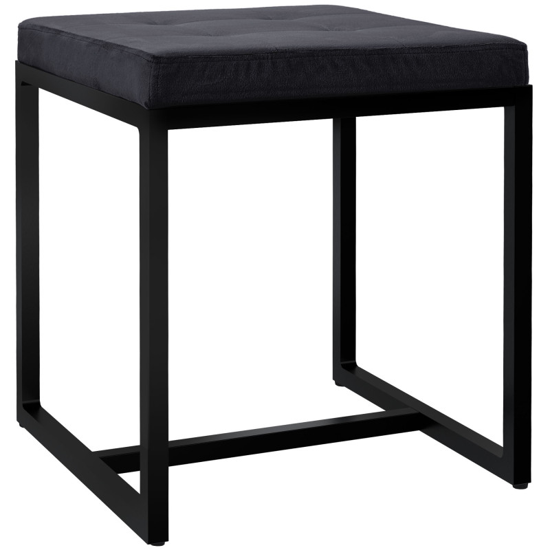 Pouf Barci B en velours noir
