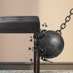 Pouf Barci B en velours noir