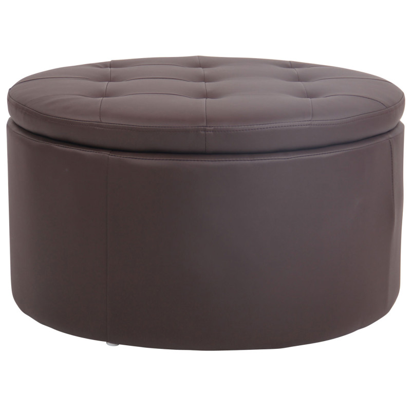 Pouf Evora, simili cuir marron