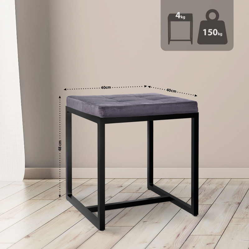 Pouf Barci B in velluto grigio scuro
