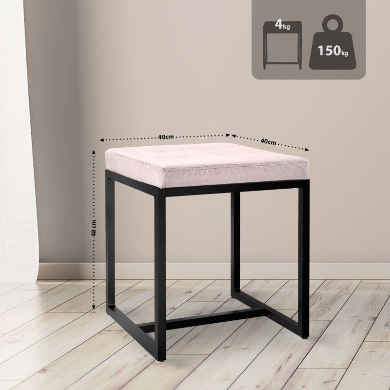 Pouf Barci B in velluto color crema
