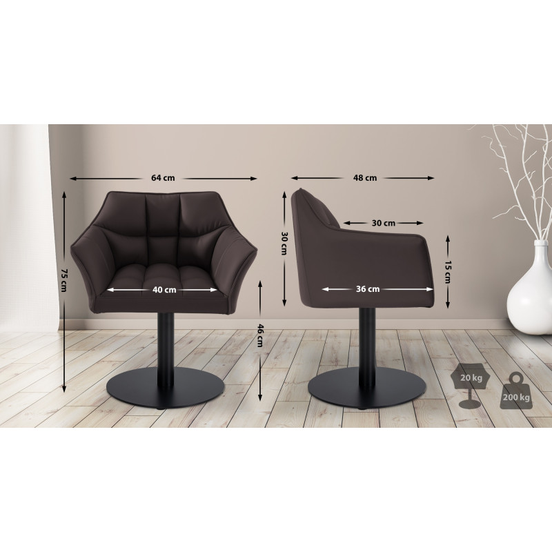 Fauteuil Damaso en similicuir marron