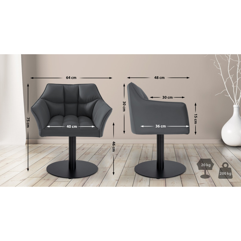 Fauteuil Damaso simili cuir gris