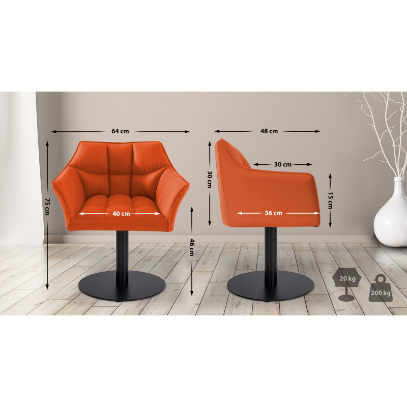Fauteuil Damaso simili cuir orange