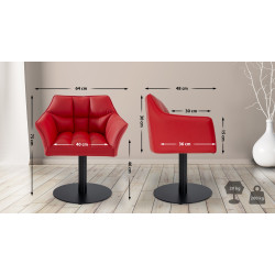 Fauteuil Damaso en cuir artificiel rouge