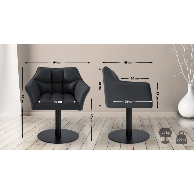 Fauteuil Damaso en similicuir noir