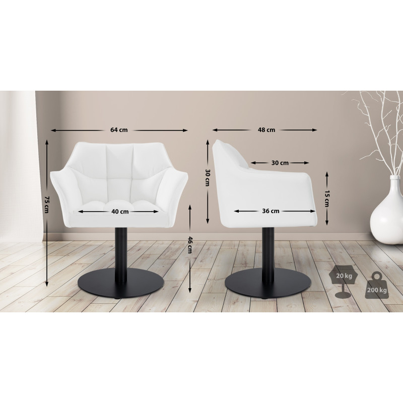 Fauteuil Damaso en cuir artificiel blanc