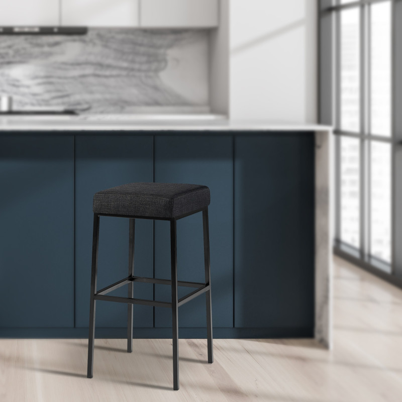 Sgabello da bar Montreal B80 in tessuto grigio scuro
