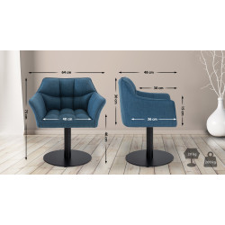 Fauteuil en tissu Damaso bleu