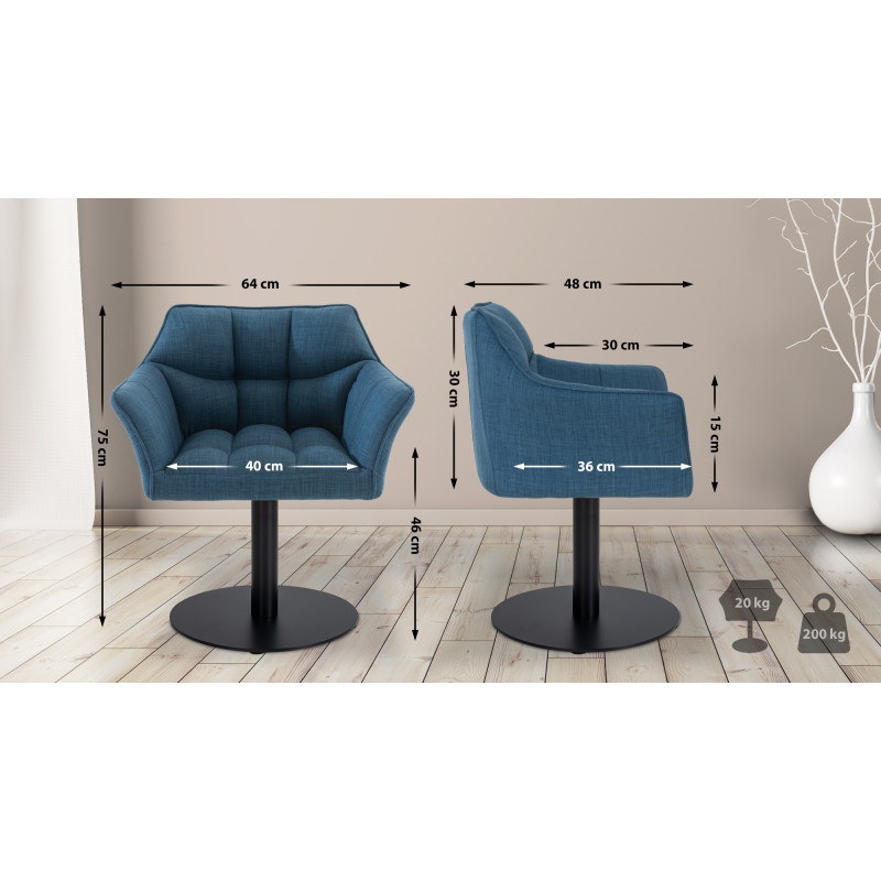 Fauteuil en tissu Damaso bleu