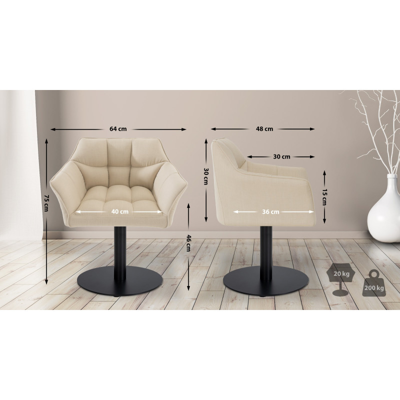 Fauteuil en tissu Damaso crème