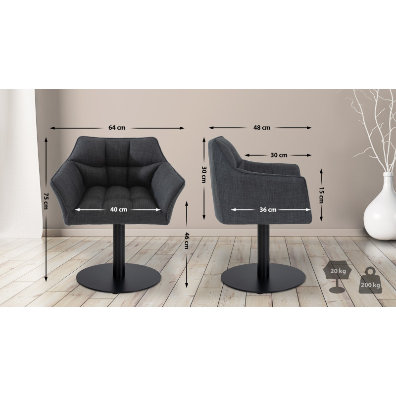 Fauteuil en tissu Damaso gris foncé
