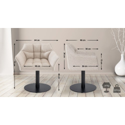 Fauteuil en tissu Damaso ivoire