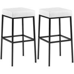 Ensemble de 2 tabourets de bar Montréal 80, simili cuir blanc