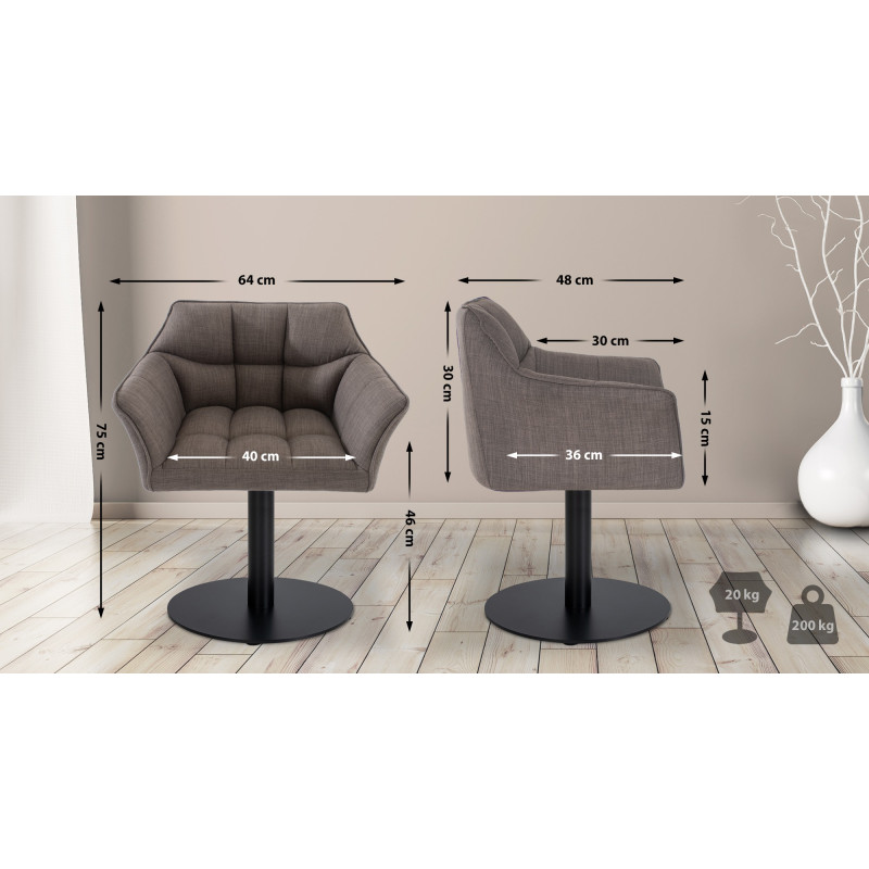 Fauteuil en tissu Damaso gris