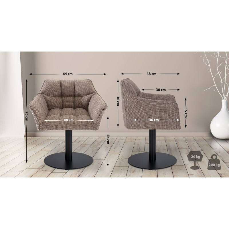 Fauteuil en tissu Damaso marron terra