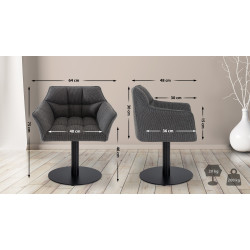 Fauteuil Damaso en tissu gris titane