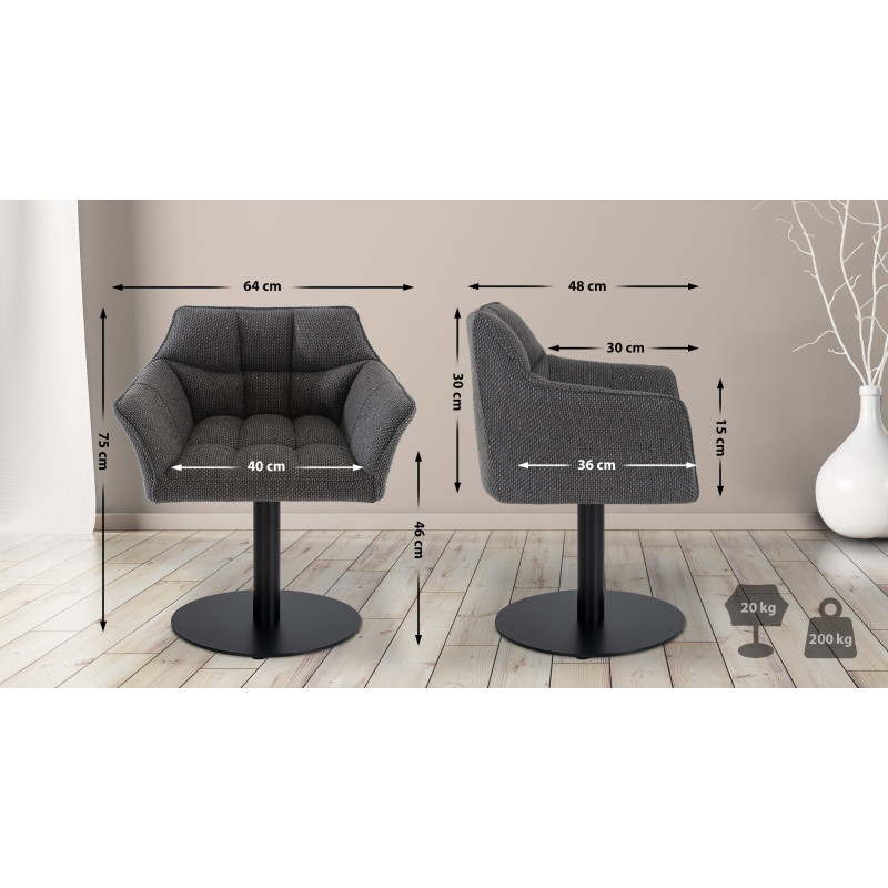 Fauteuil Damaso en tissu gris titane