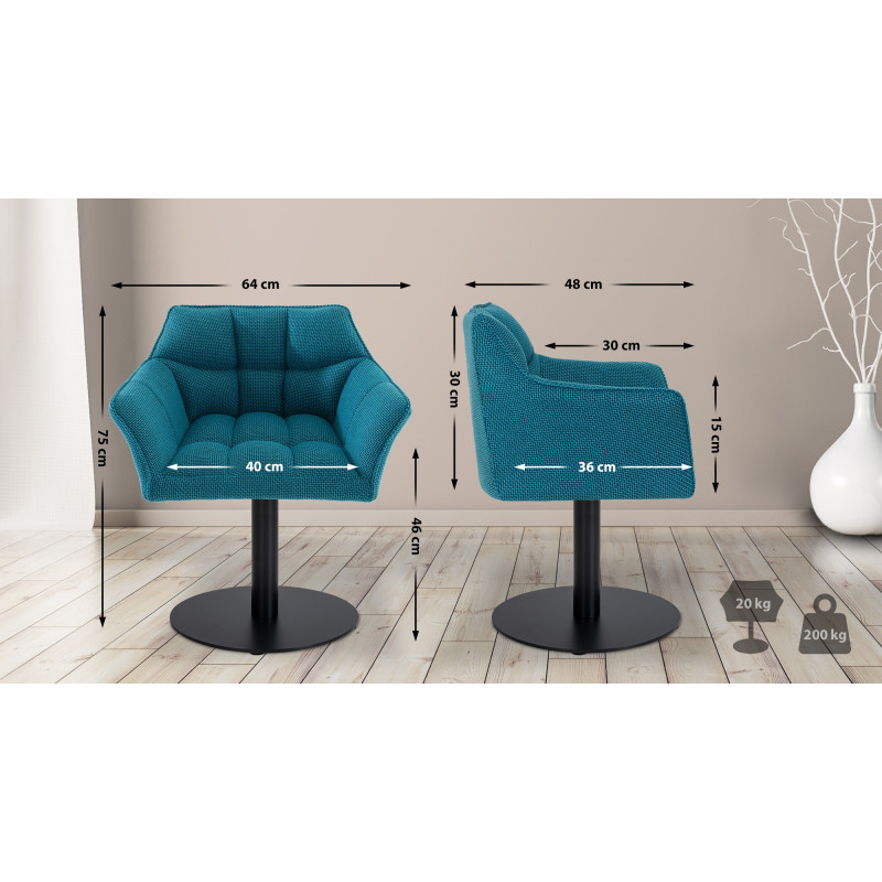 Fauteuil en tissu Damaso turquoise