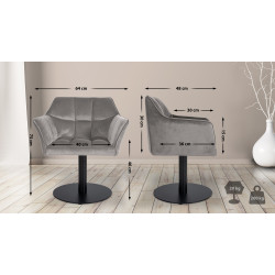 Fauteuil Damaso velours gris