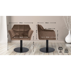 Fauteuil Damaso velours marron