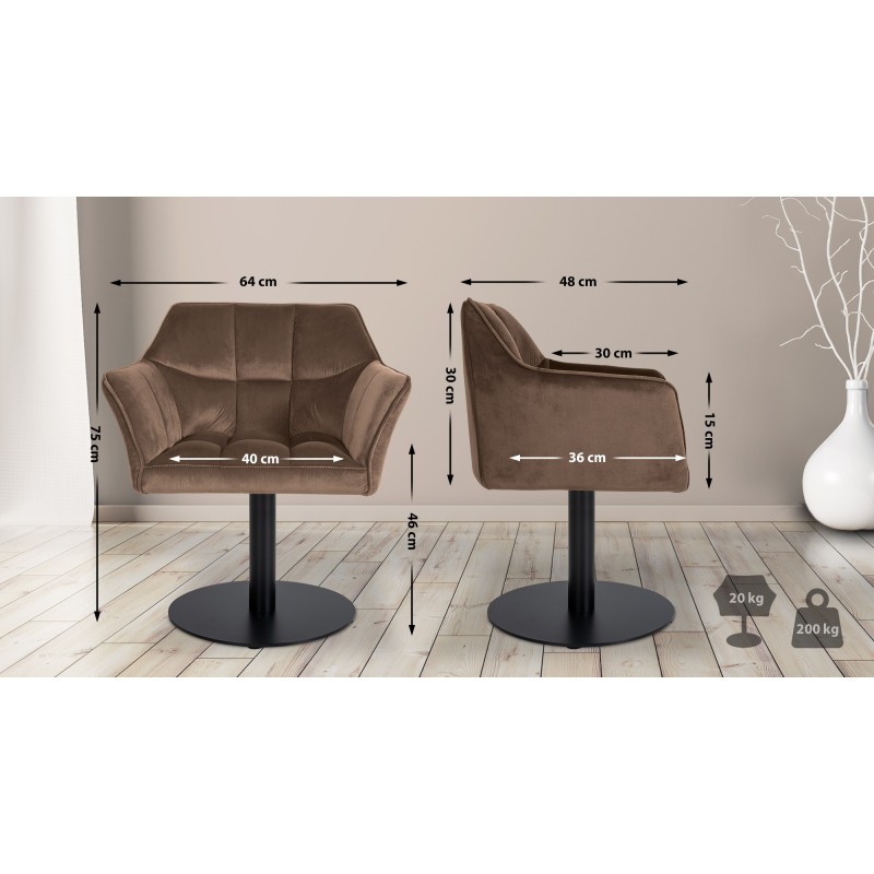 Fauteuil Damaso velours marron