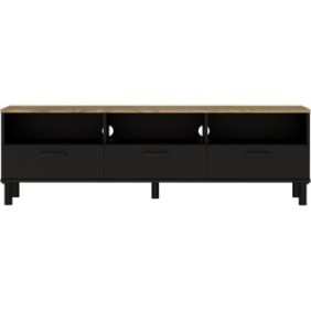 Ensemble Meuble TV+Table basse OXFORD - Style industriel - MÈlaminÈ chene noir - Table Basse: L110xP55xH40 - Meuble Tv: L159xP40