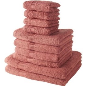 TODAY Lot de 4 Serviettes InvitÈ 30x50 cm + 4 Serviettes de Bain 50x100 cm + 2 Draps de Bain 70x130 cm 100% coton Terracotta