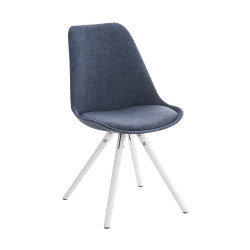 Chaise Pegleg, en tissu, ronde, blanche/bleue