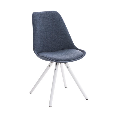 Chaise Pegleg, en tissu, ronde, blanche/bleue
