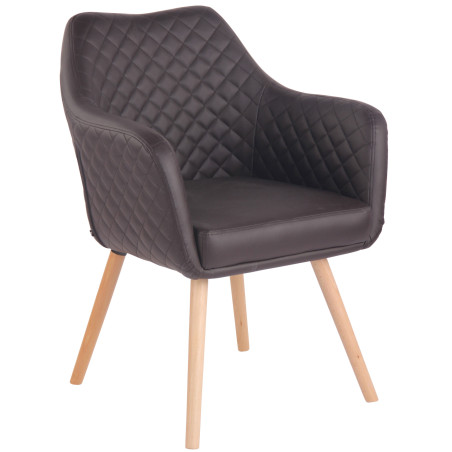 Chaise de salle à manger Gent, similicuir, marron foncé naturel