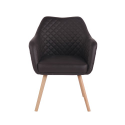 Chaise de salle à manger Gent, similicuir, marron foncé naturel