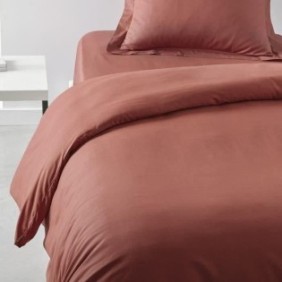 Housse de couette TODAY Essential - 140 x 200 cm - 1 personne - 100% Coton uni - Terracotta