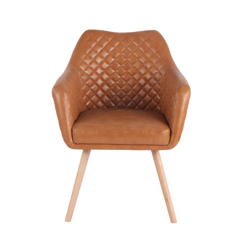 Chaise de salle à manger Gent, similicuir, marron clair naturel