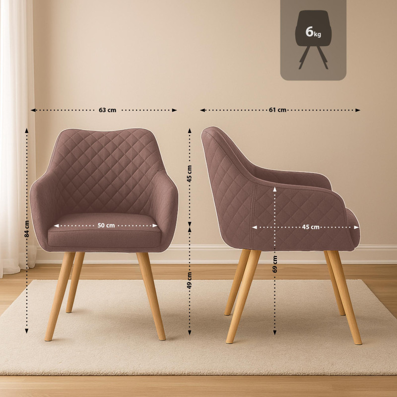 Chaise de salle à manger Gent, tissu marron naturel