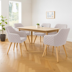 Chaise de salle à manger Gent, tissu crème naturel