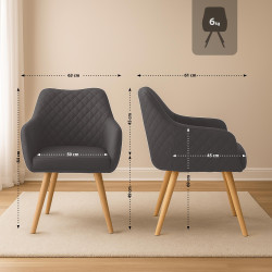 Chaise de salle à manger Gent, tissu Natura gris foncé