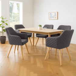 Chaise de salle à manger Gent, tissu Natura gris foncé