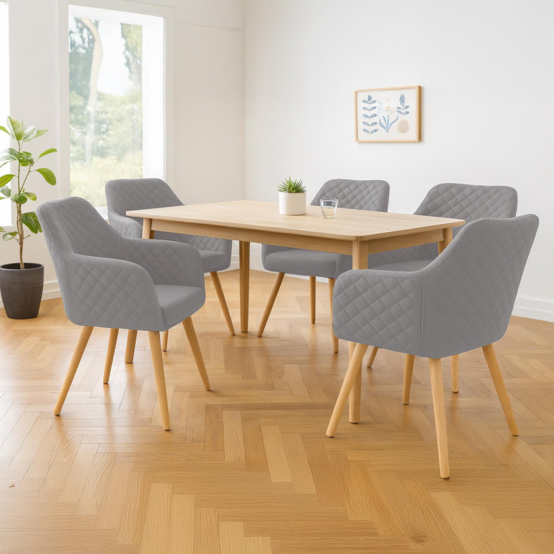 Chaise de salle à manger Gent, tissu gris naturel