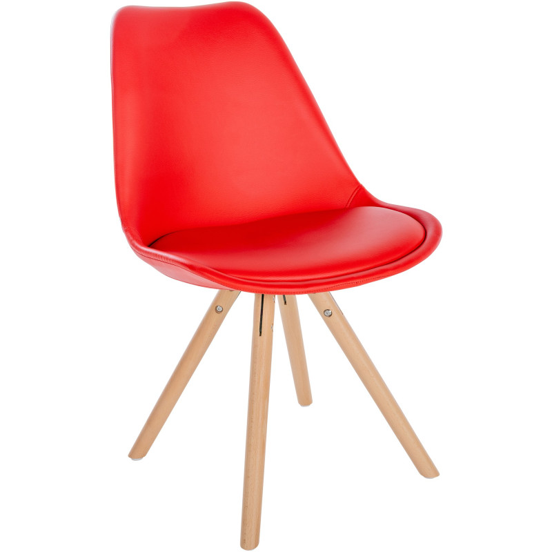 Fauteuil Sofia, en similicuir, rond, rouge