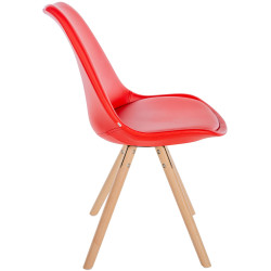 Fauteuil Sofia, en similicuir, rond, rouge