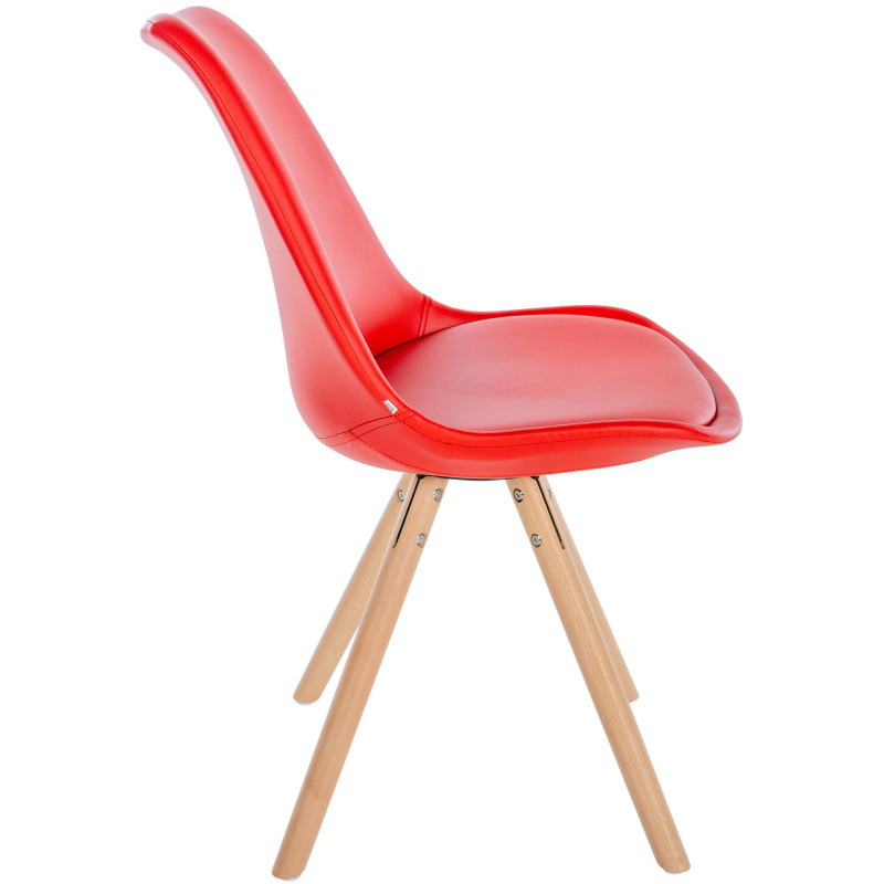 Fauteuil Sofia, en similicuir, rond, rouge