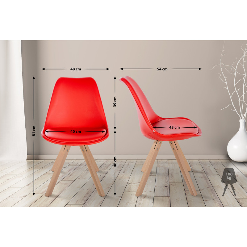 Fauteuil Sofia, similicuir, rouge carré