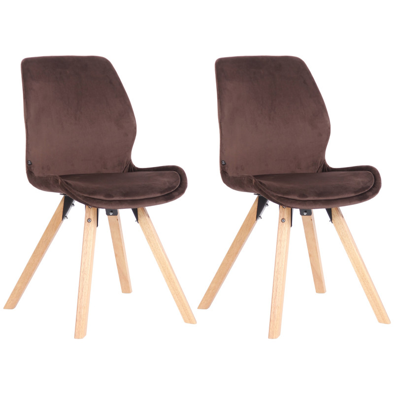 Ensemble de 2 chaises Luna en velours marron