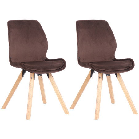 Ensemble de 2 chaises Luna en velours marron