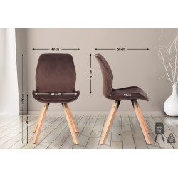 Ensemble de 2 chaises Luna en velours marron