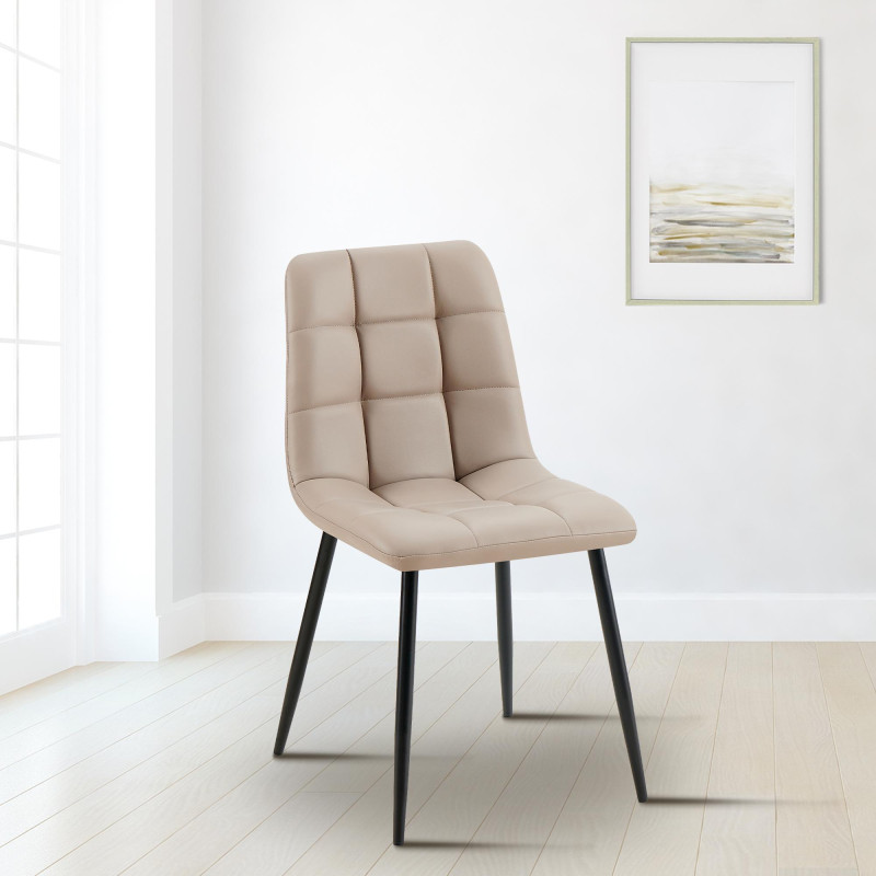 Chaise de salle à manger Antibes en similicuir taupe