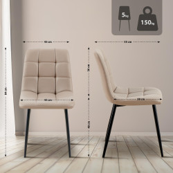 Chaise de salle à manger Antibes en similicuir taupe